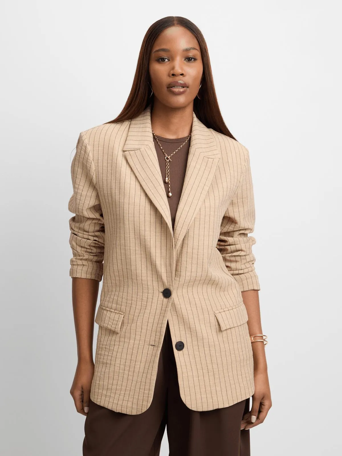 Jet Women's Stone Stripe Oversized Linen Blazer