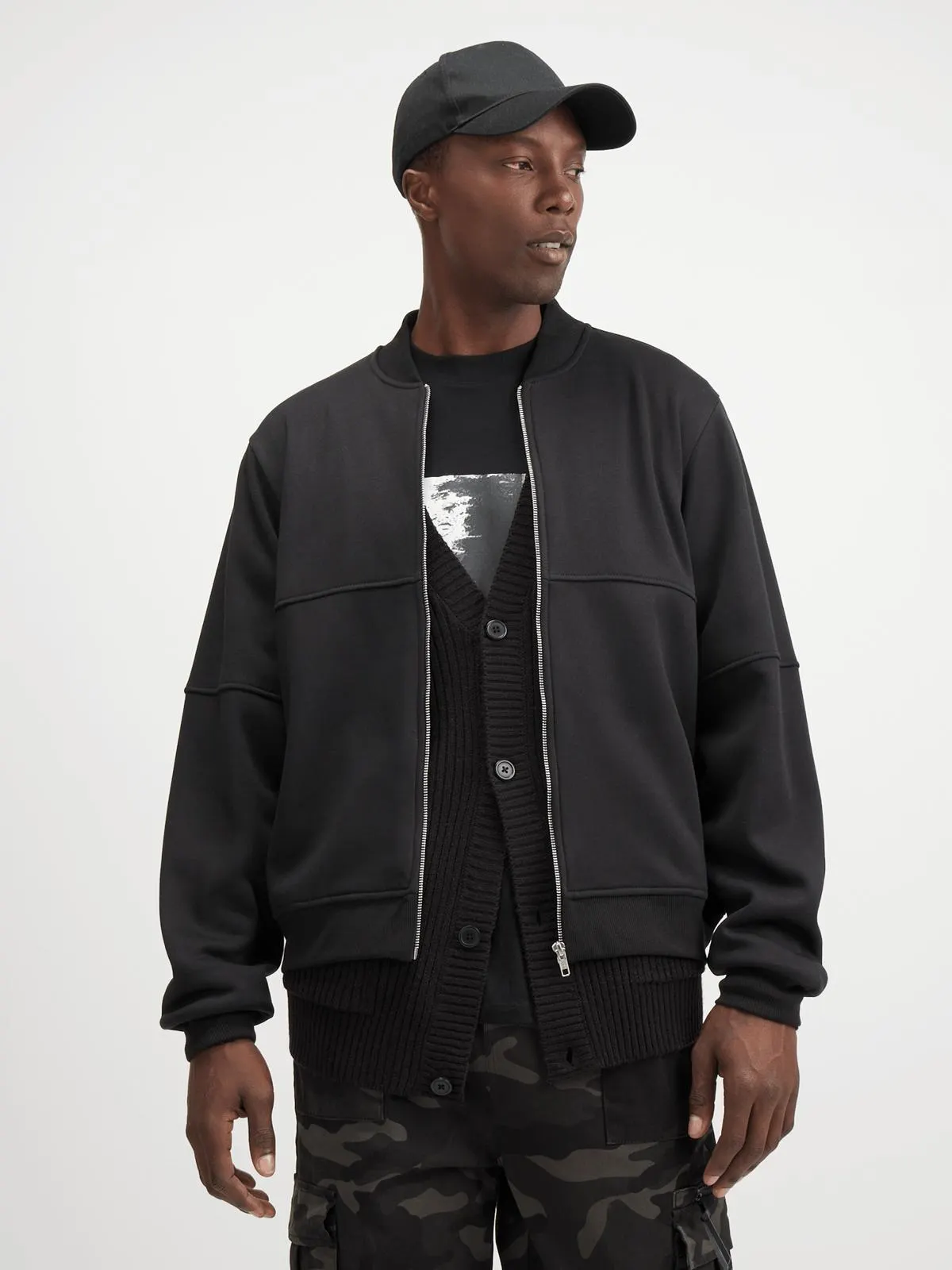 Exact Men's Black Bomber Jacket