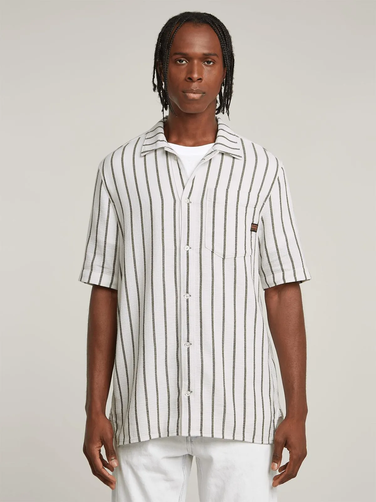 G-Star Men's One Pocket Regular Summer Dobby Stripe Shirt