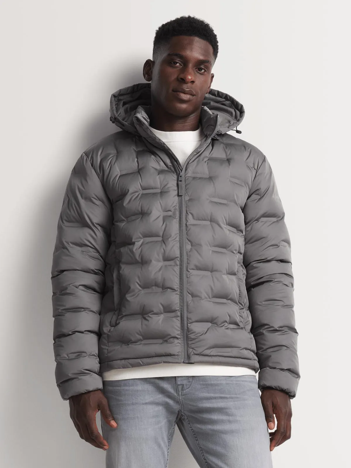 Markham Men's Heat Sealed Hooded Charcoal Puffer Jacket