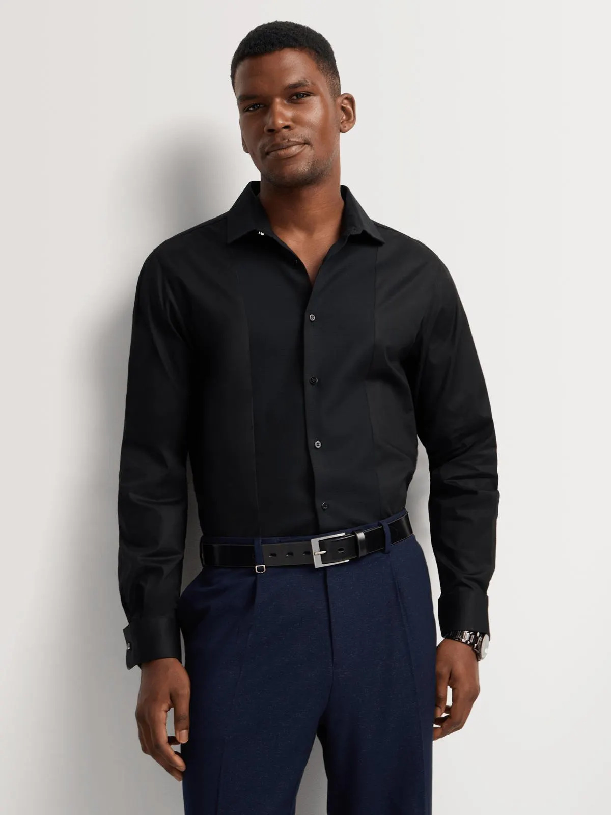 Markham Men's Premium Tuxedo Black Shirt