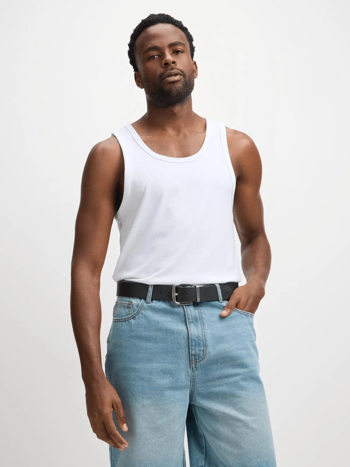 Exact Men's White Rib Vest