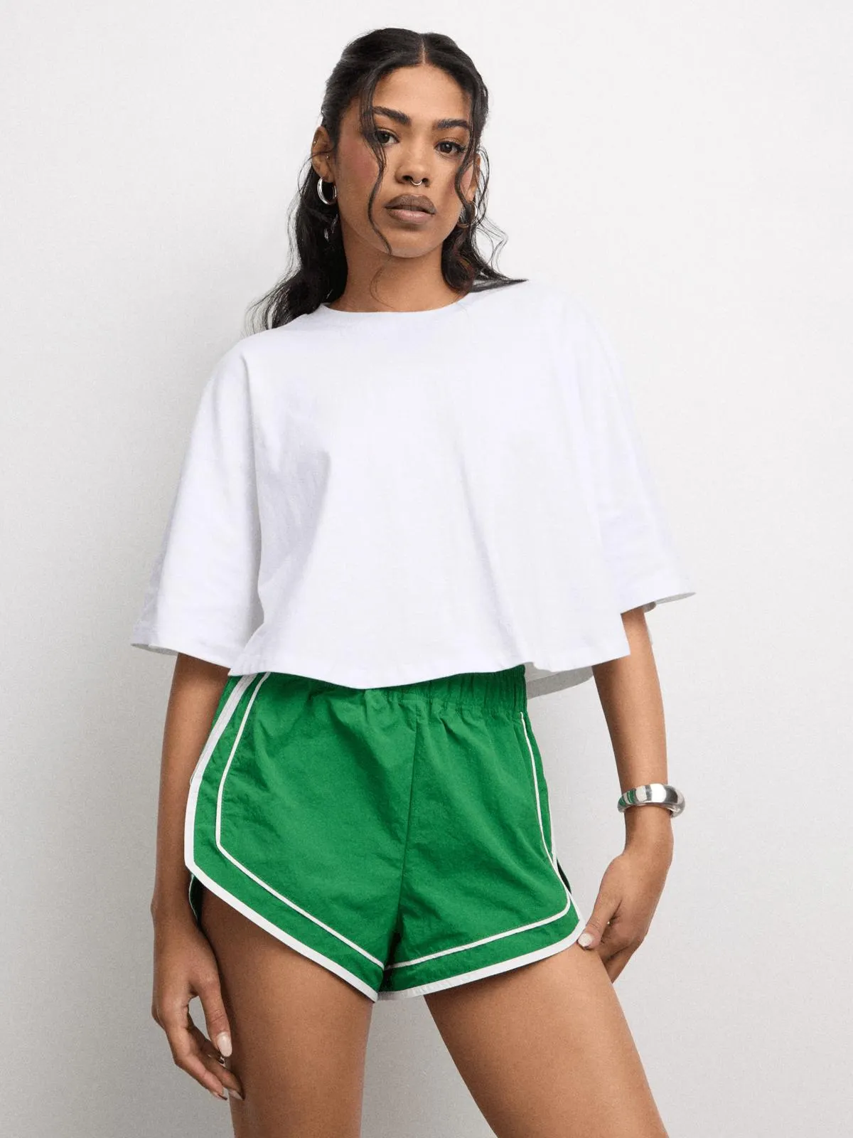The FIX Women's Green Taslon Pull On Shorts