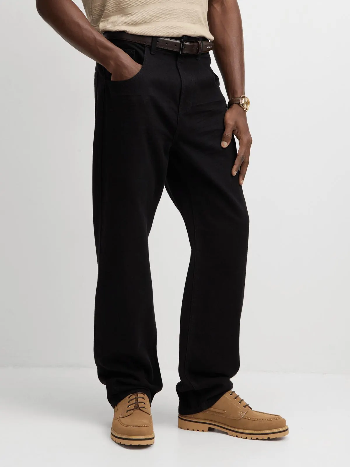 Exact Men's Black Relaxed Jeans