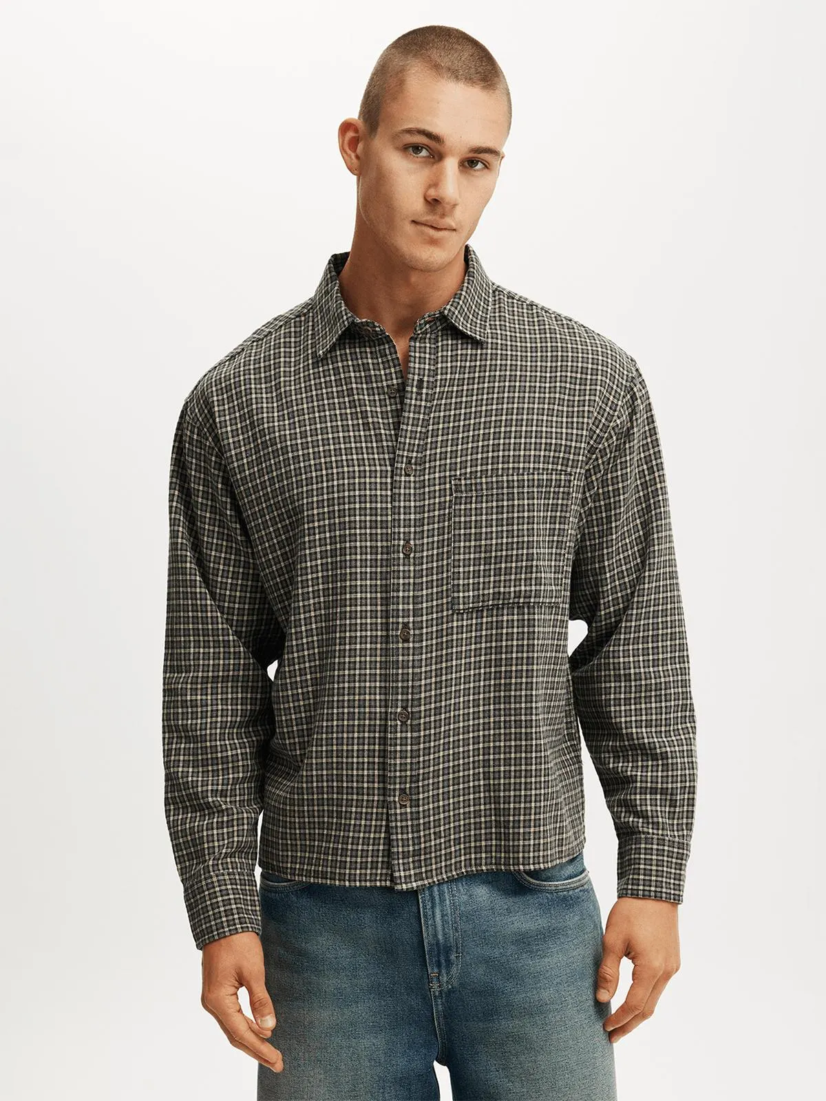 Men's Cotton On charcoal Tribeca Long Sleeve Shirt