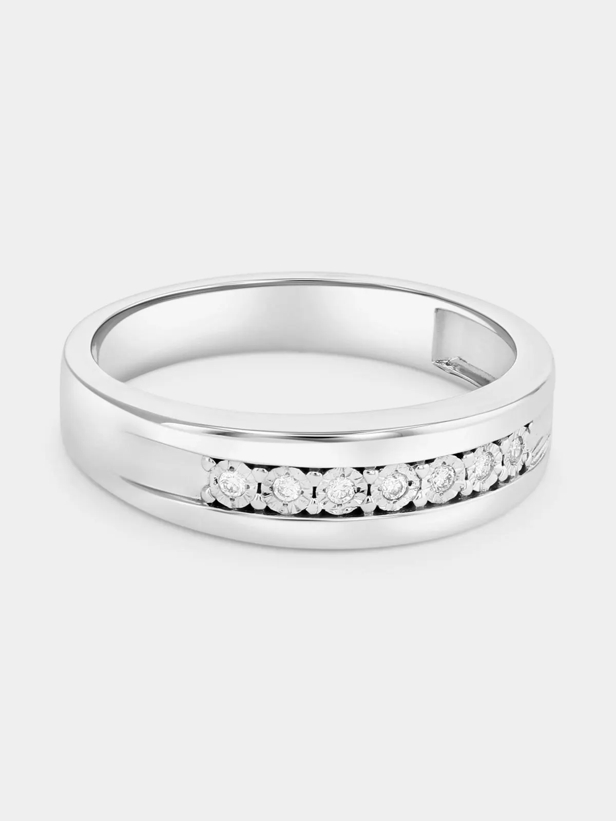 Sterling Silver Lab Grown Diamond Channel Illusion Ring