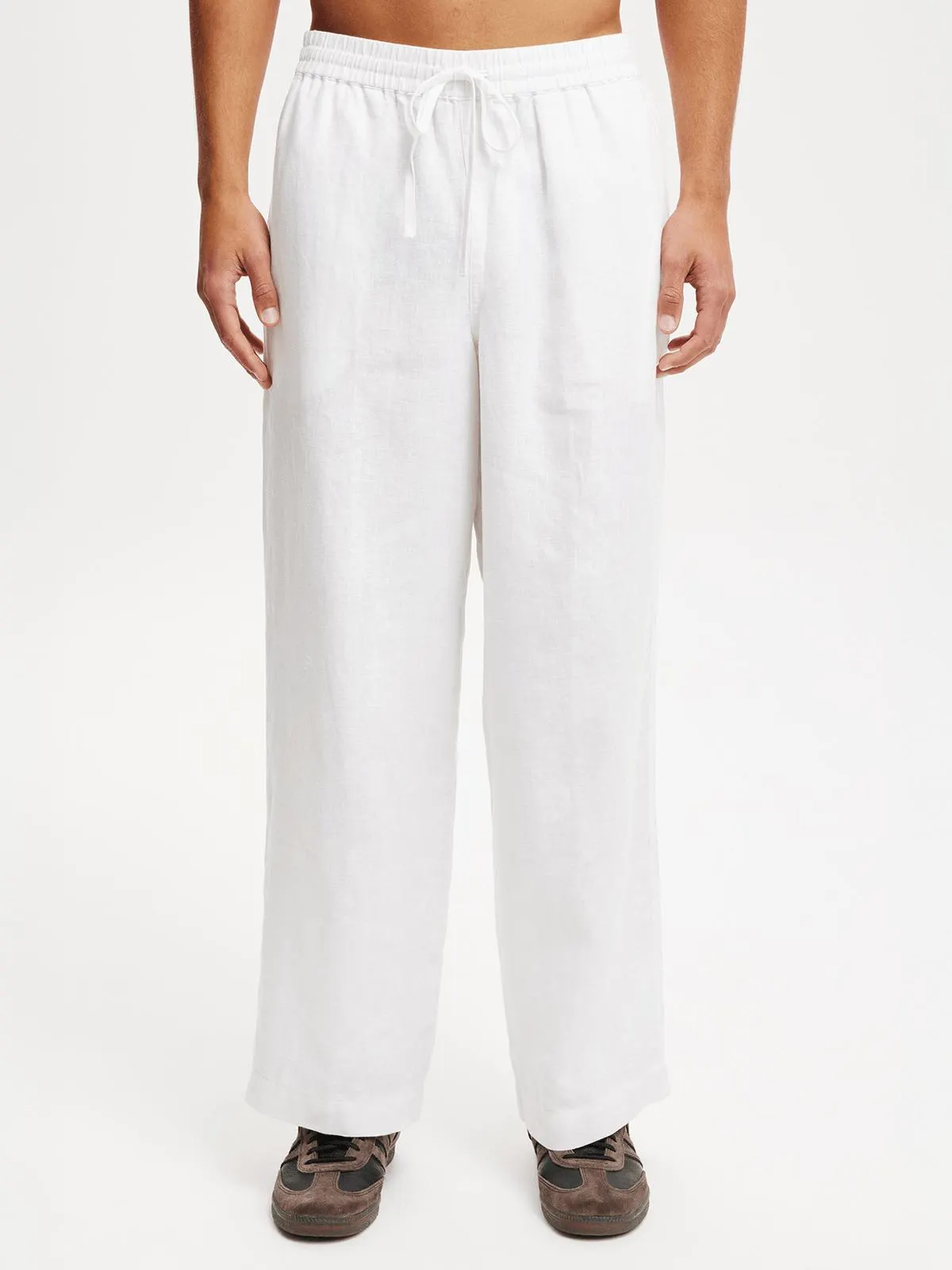 Men's Cotton On White Super Baggy Linen Pants