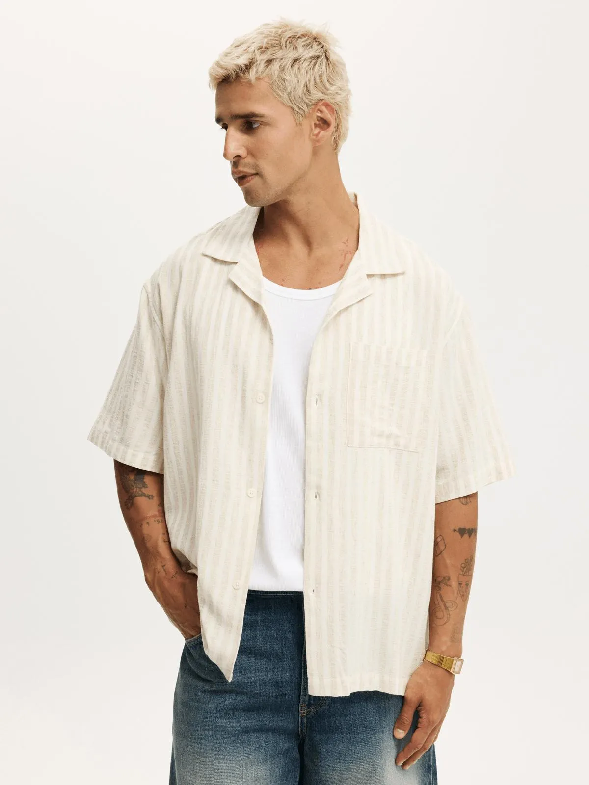 Men's Cotton On BeigeTextured Shirt