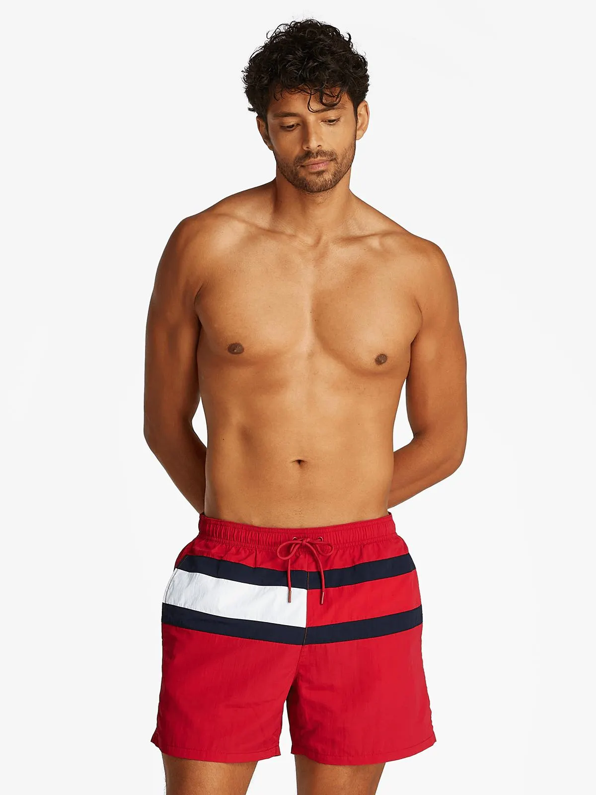 Men's Tommy Hilfiger Red Medium Drawstring Swim Shorts