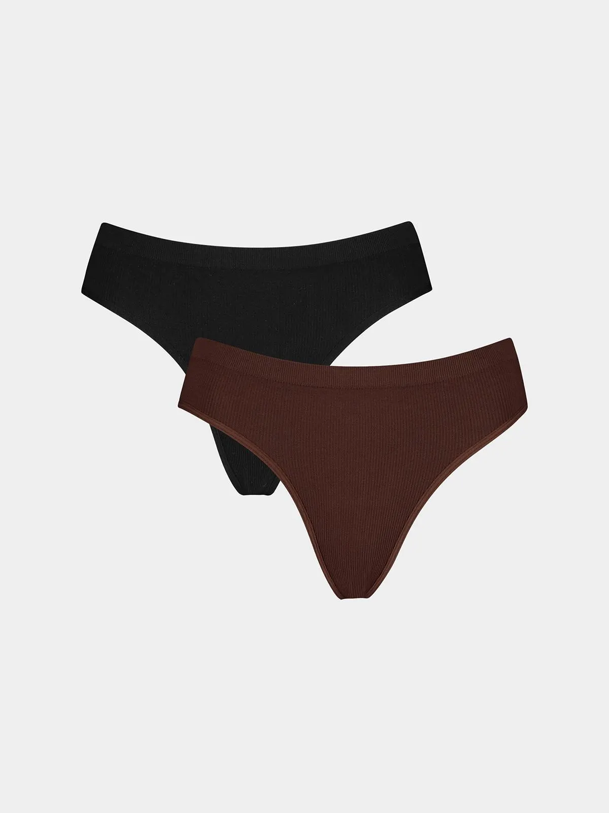 Exact Women's Black & Brown 2 Pack Seamless Thongs