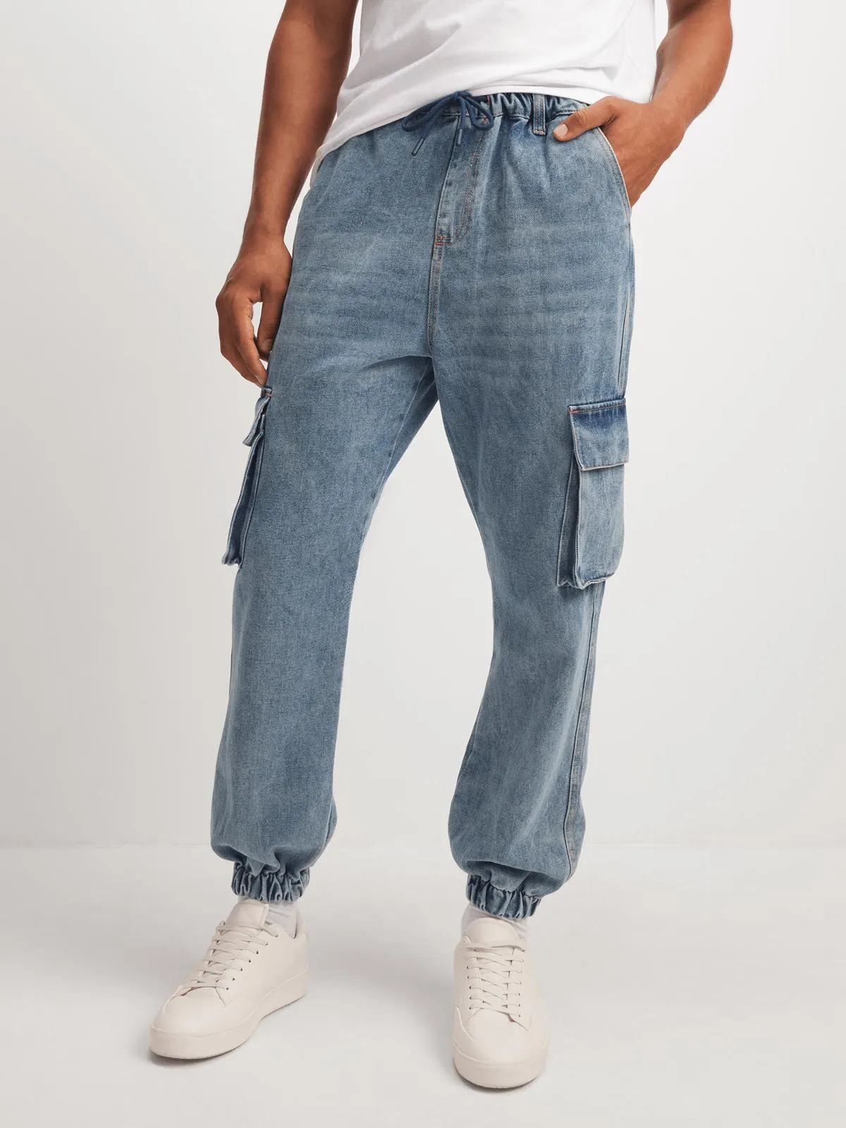 Jet Men's Light Blue Cargo Denim Pants