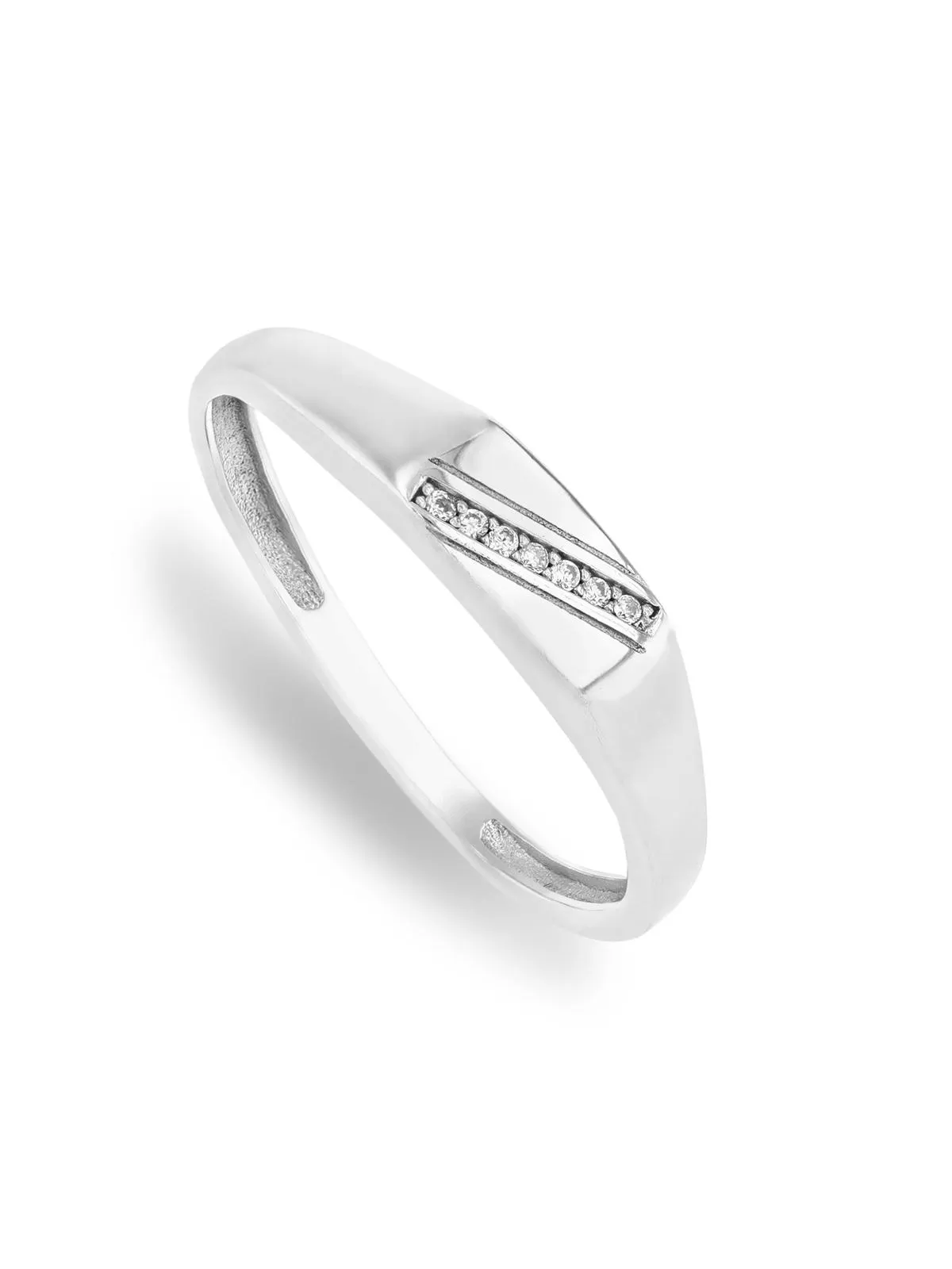Sterling Silver & Cubic Zirconia Slim Fit Men’s Ring