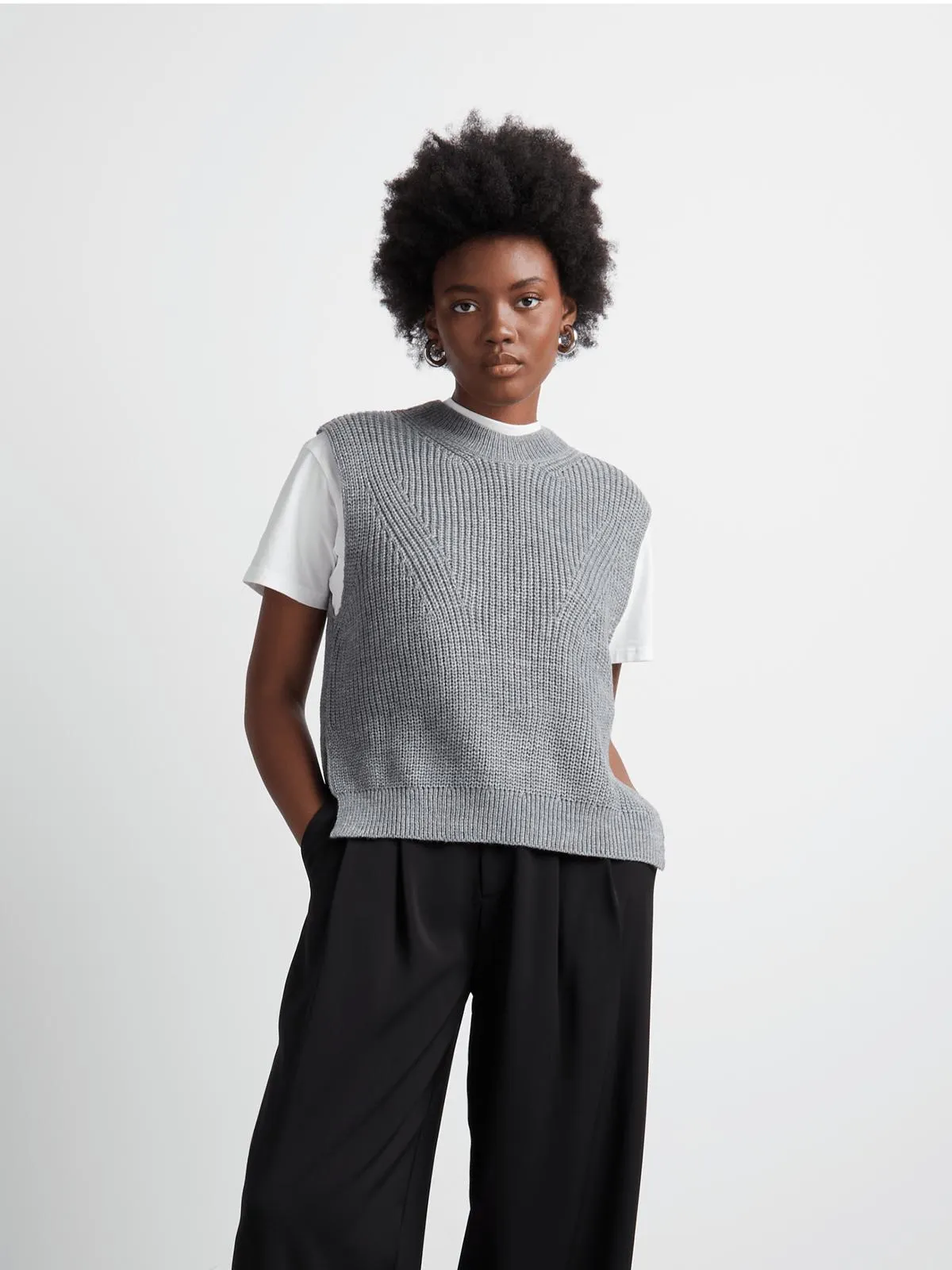 Women's Canvas Side Split Knitwear Vest