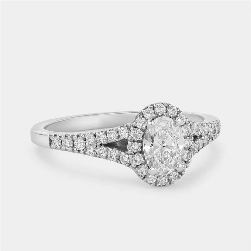 White Gold 0.9ct Lab Grown Diamond Oval Halo Ring