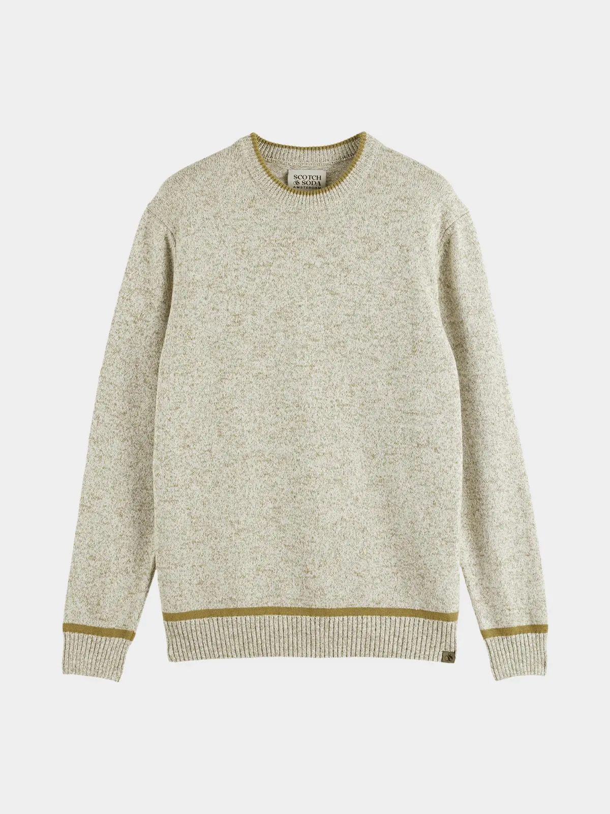 Men's Scotch & Soda Cream Regular Crew Neck Cotton Blend