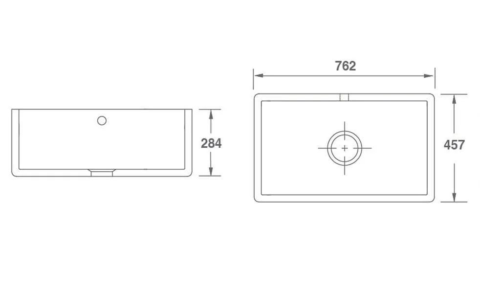 Shaws White Fireclay Shaker Sink & Chrome Strainer Waste 762 x 457 x 284mm