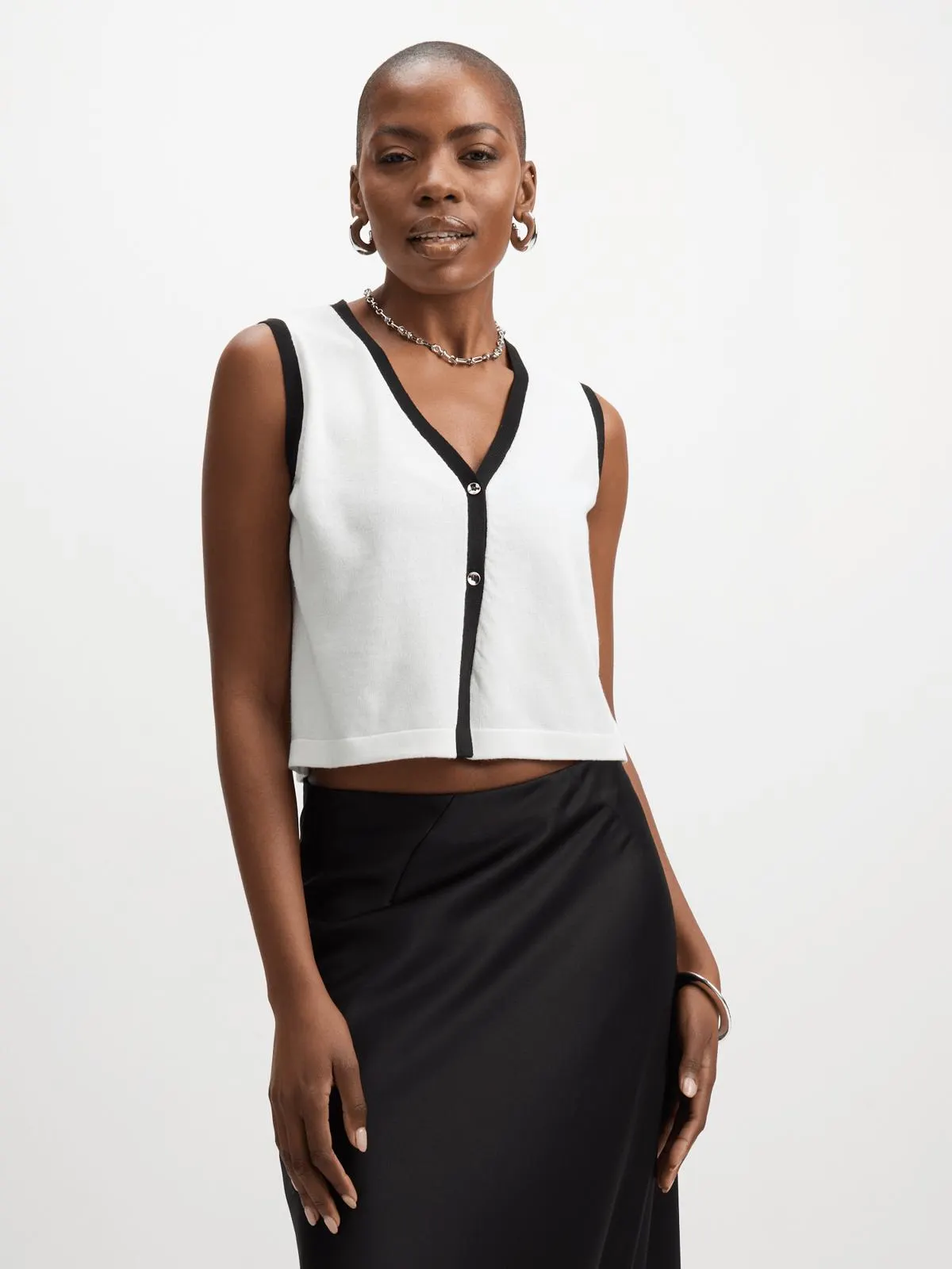 Jet Women's Black/White Contrast Waistcoat