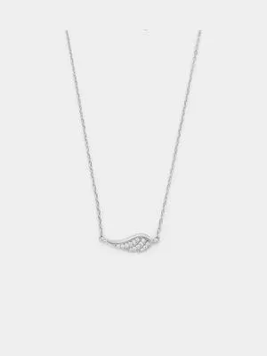 Sterling Silver Cubic Zirconia Wing Pendant
