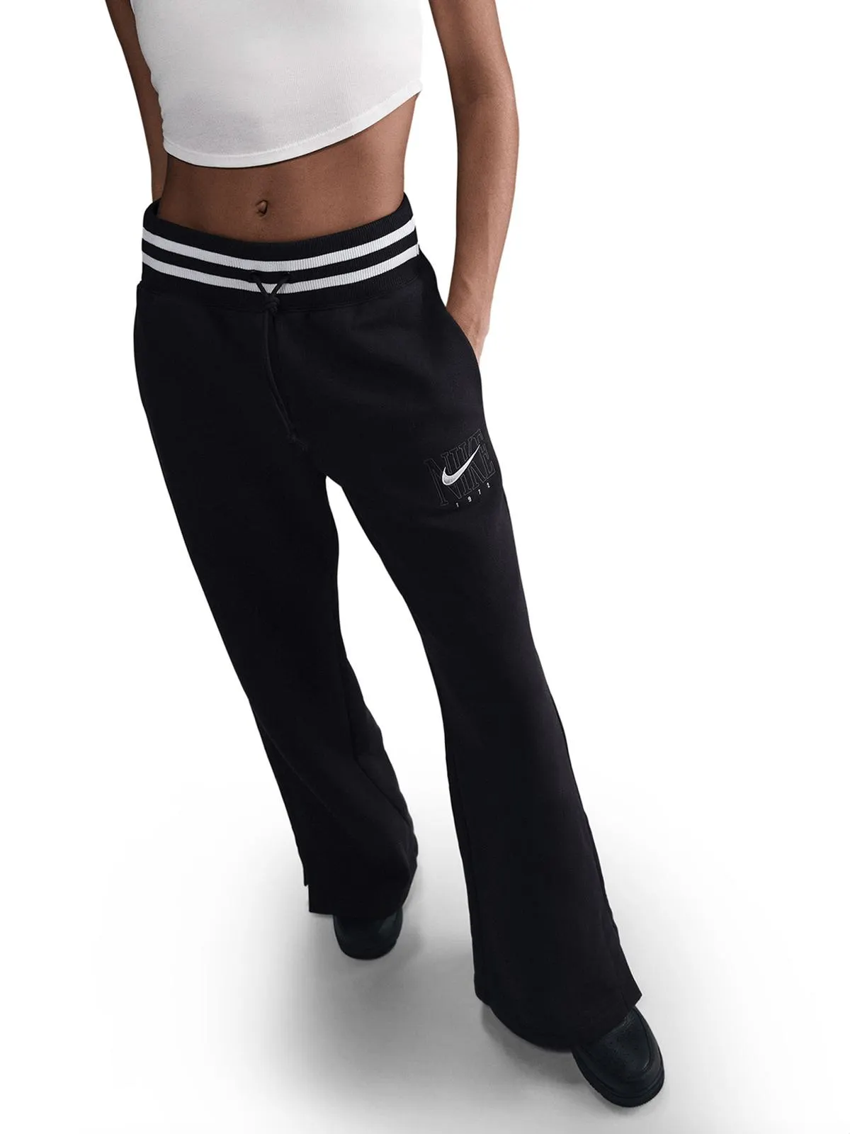 Nike Women's Nsw Phoenix Fleece Black Wide Leg Pants