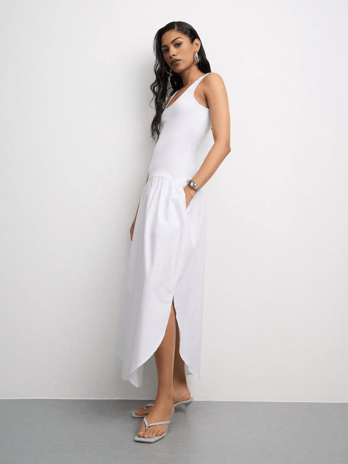 The FIX Women's White Tulip Hem Maxi Dress