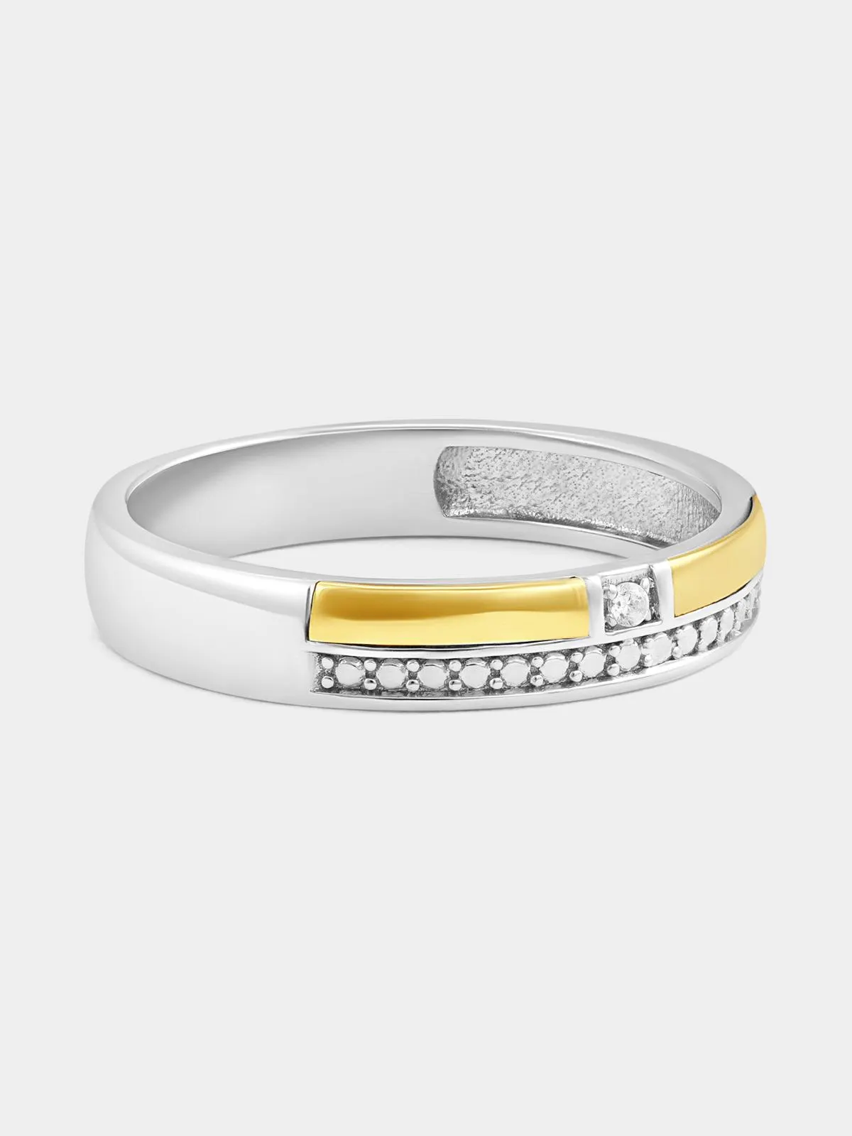 Yellow Gold & Sterling Silver Lab Grown Diamond Solitaire Row Ring