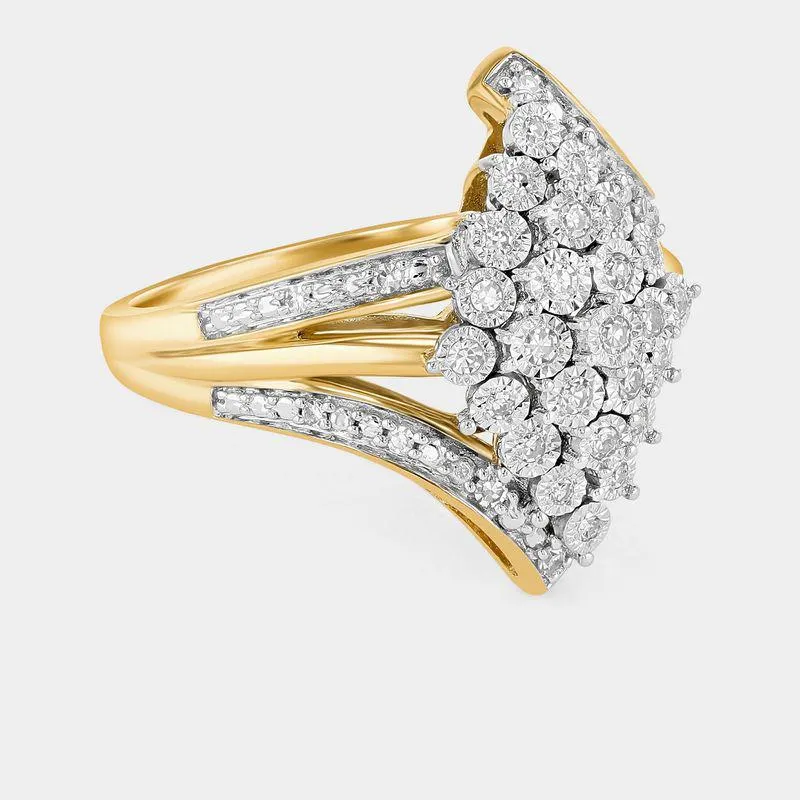 Yellow Gold 0.25ct Diamond Waterfall Ring
