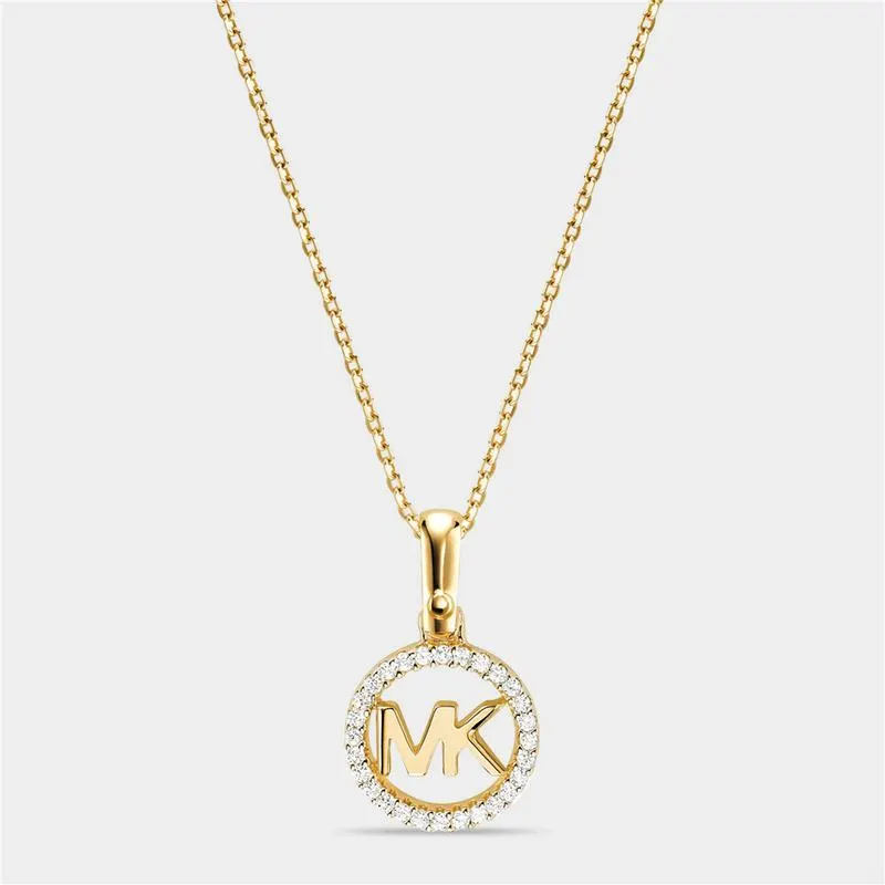 Michael Kors Kors MK Collection Gold Plated Sterling Silver Logo Starter Necklace