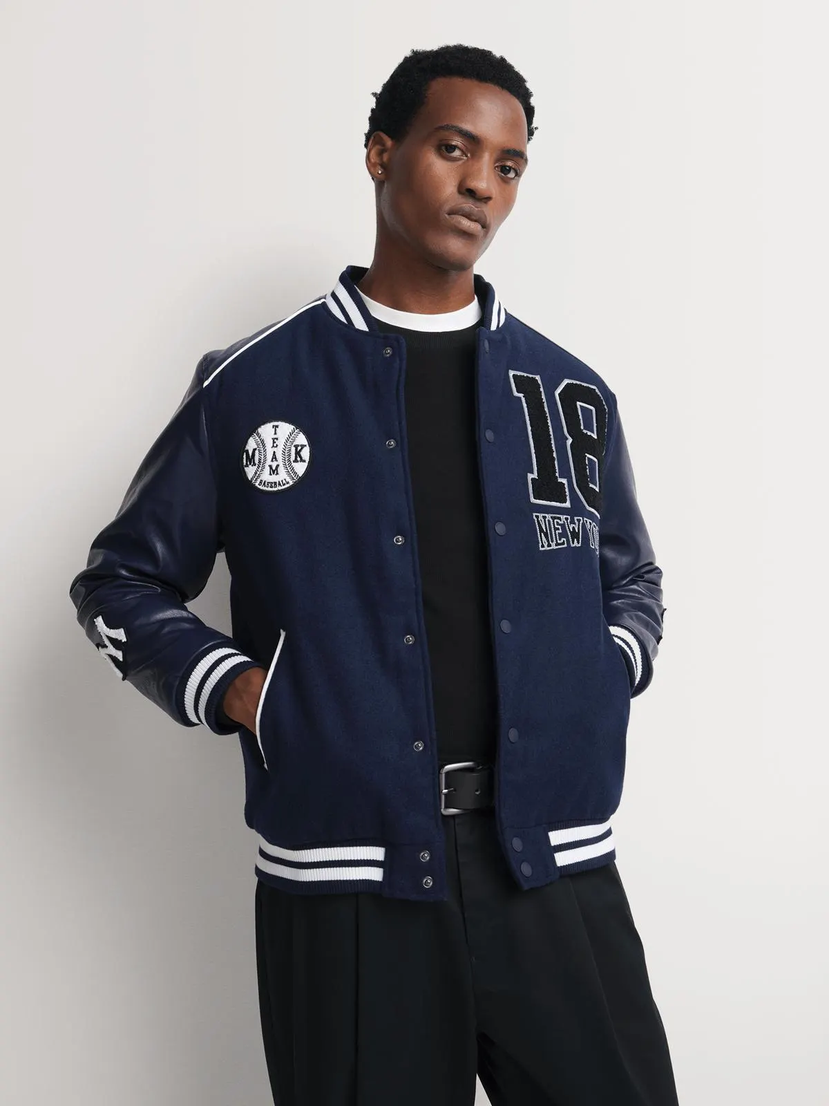 Markham Men's Melton Varsity Navy Jacket