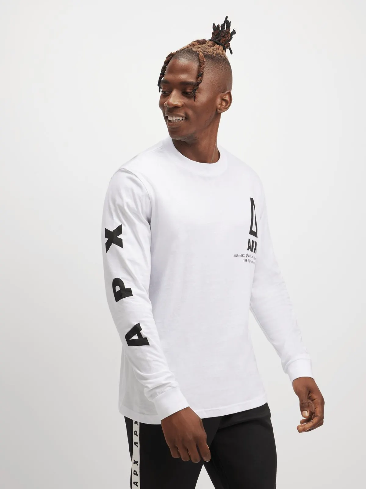 Mens APX Graphic Printed White Long Sleeve Tee