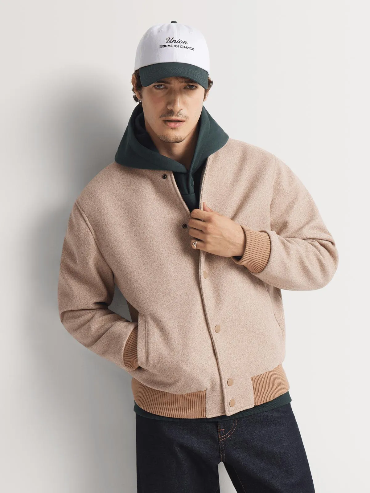 Men's Markham Smart Melton Natural Bomber Jacket