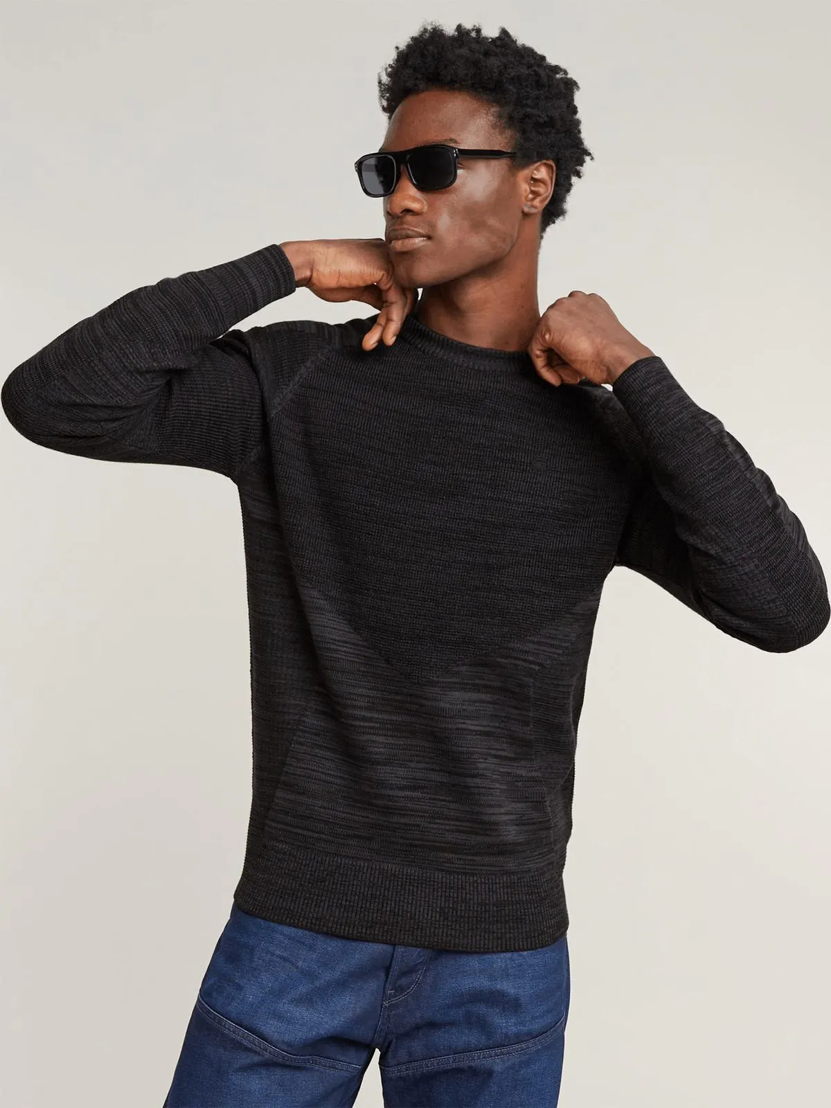 G-Star Men's 3D Biker Knitted Black Sweater