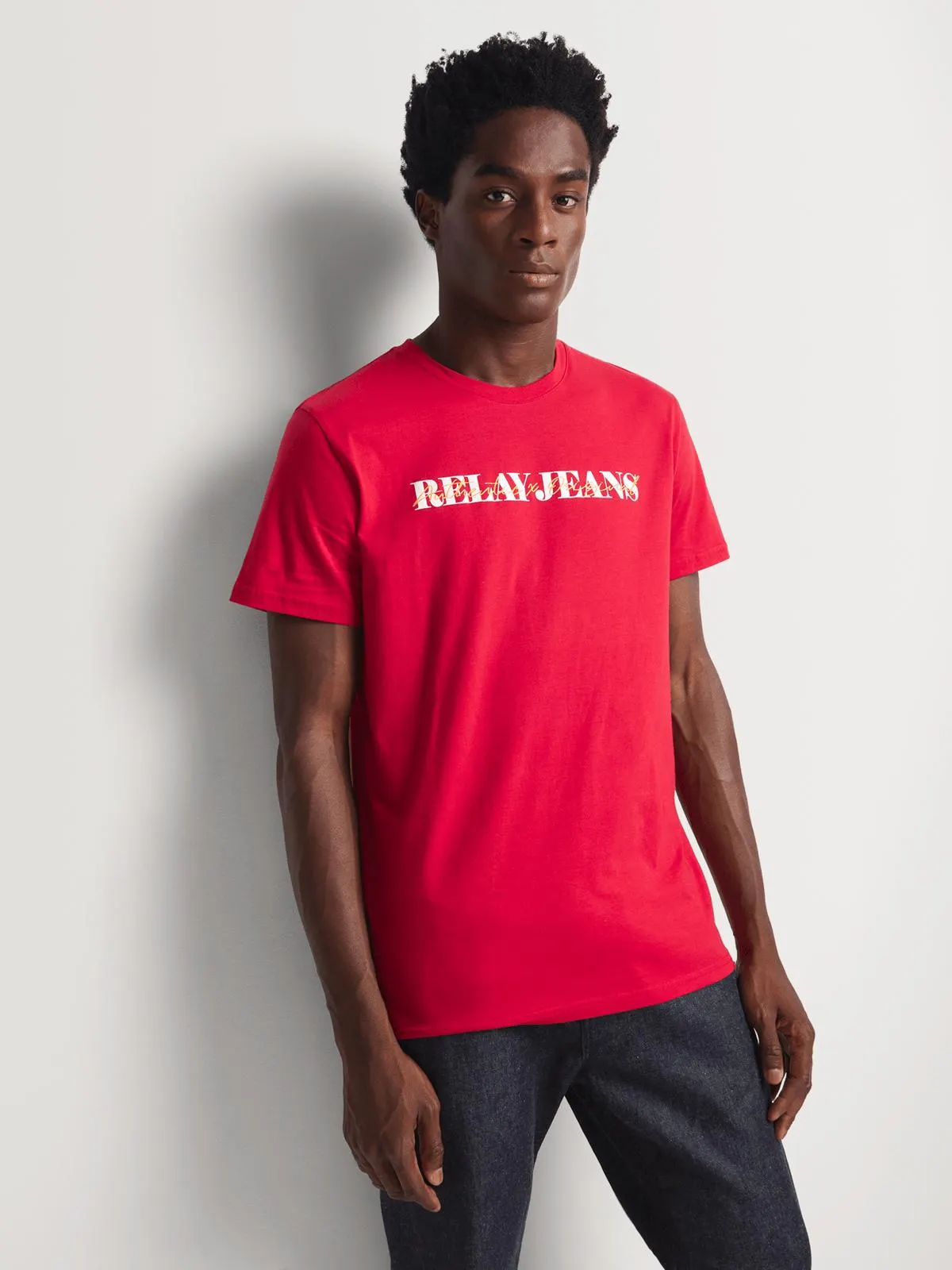 Relay Jeans Men's Slimfit Signature Overlay Red Graphic T-Shirt