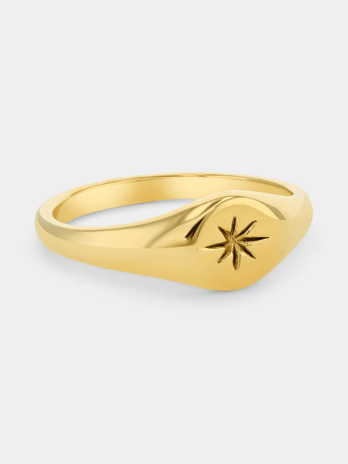 Stainless Steel Gold Plated Star Signet Ring