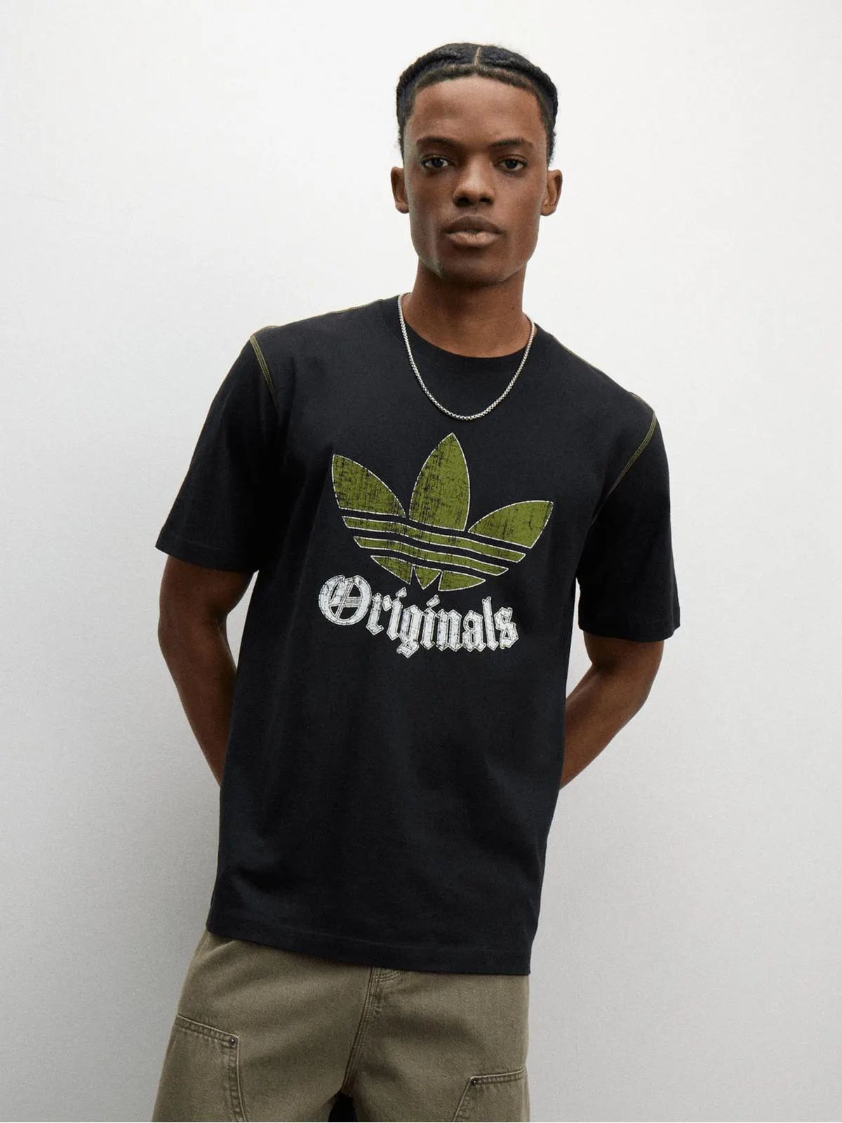 adidas Originals Men's Distressed Graphic Black T-Shirt