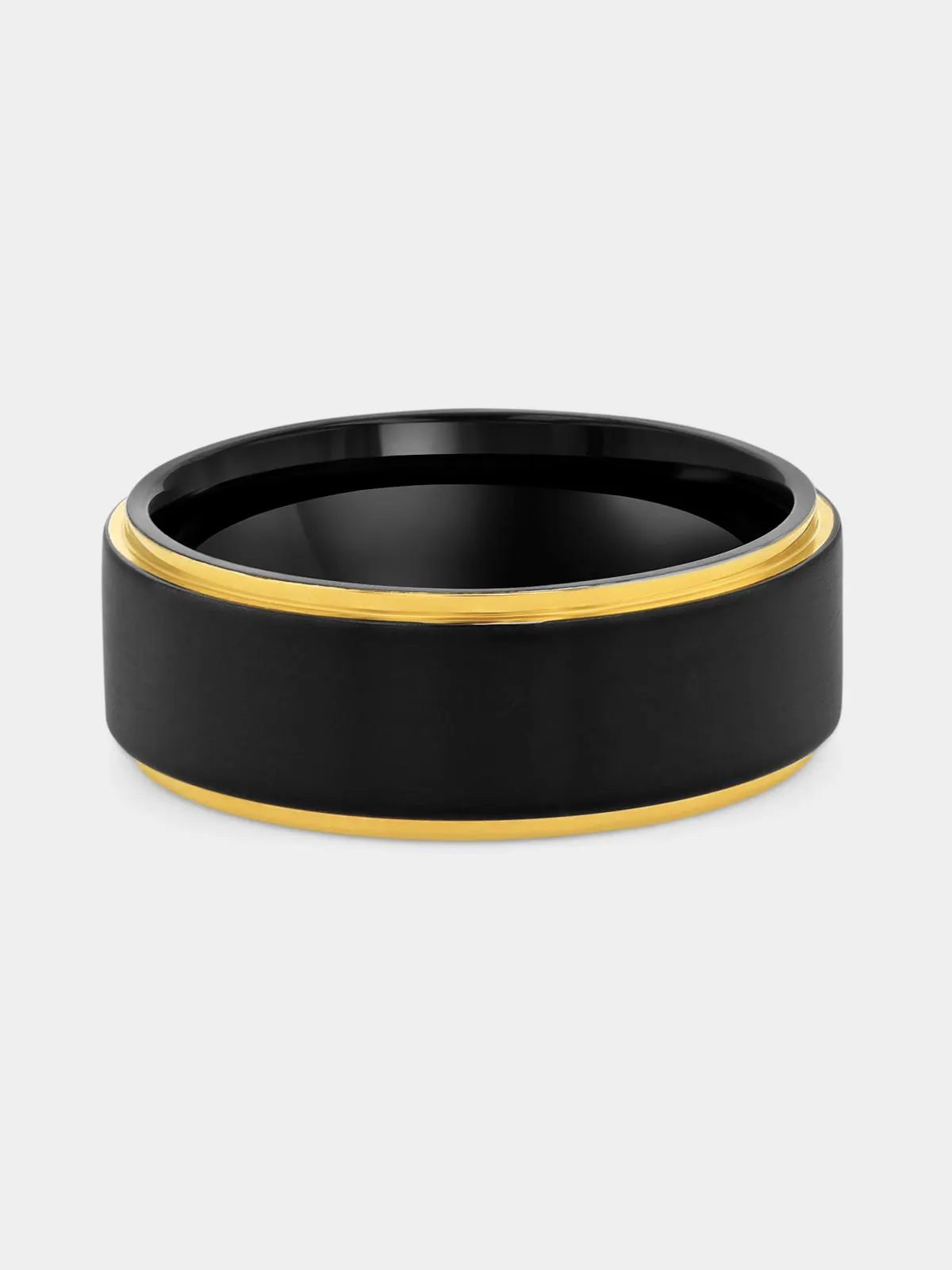 Gold & Black Plated Stainless Steel Centre Stripe Ring