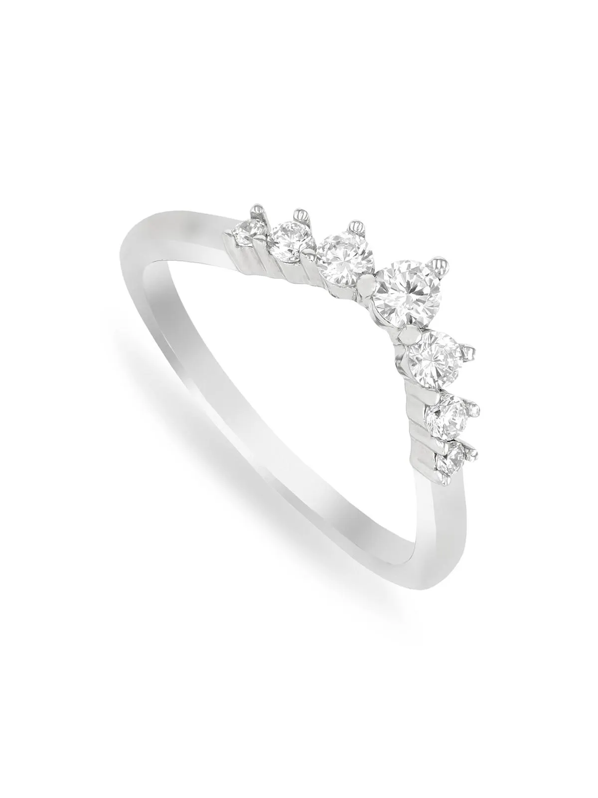 Sterling Silver Cubic Zirconia Petite Tiara Ring