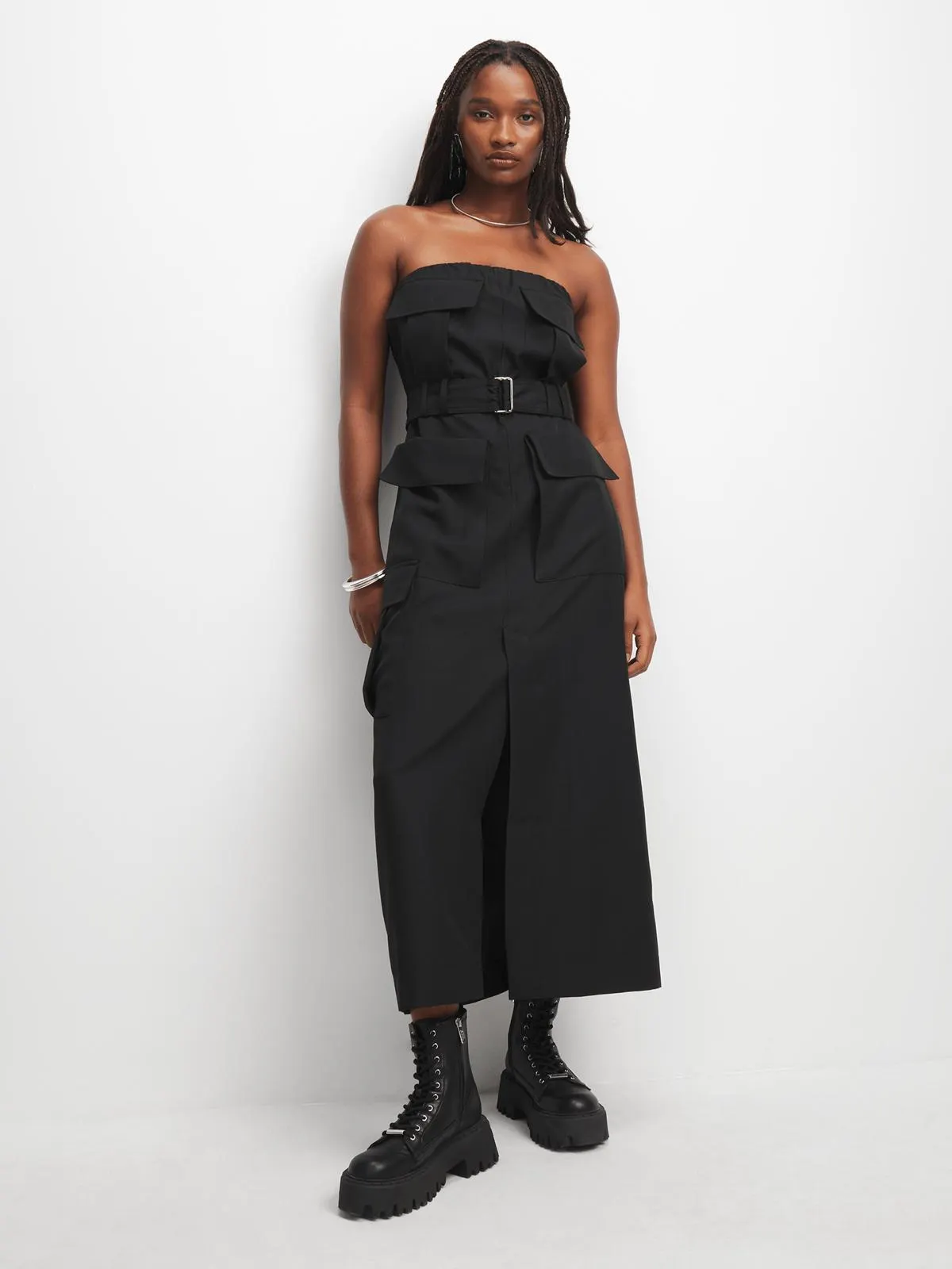 Women's Black Utility Maxi Dress