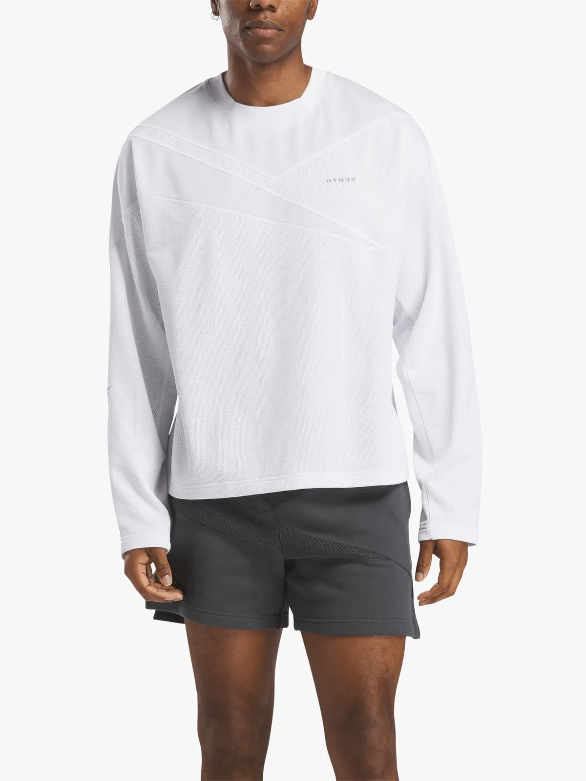 Reebok Men's Black Hymne White Long-Sleeve T-Shirt