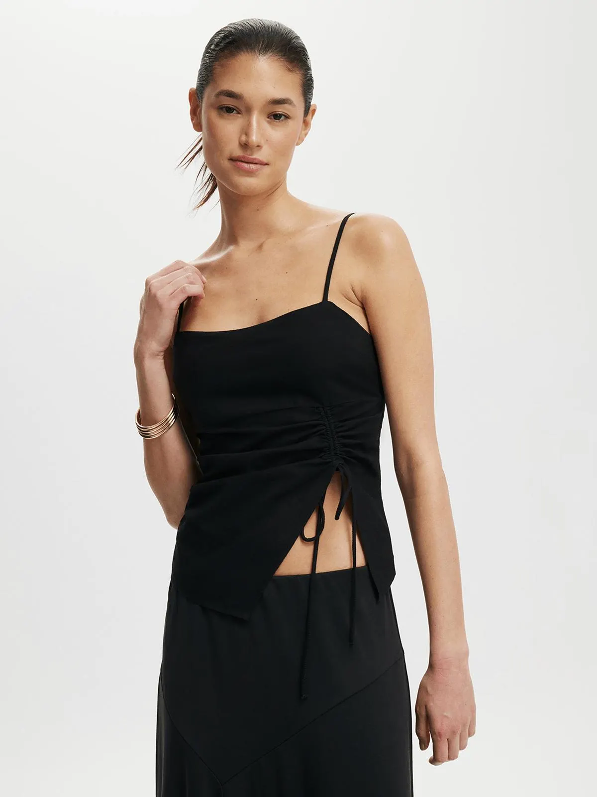 Women's Cotton On Black Mikayla Rouched Camisole Top