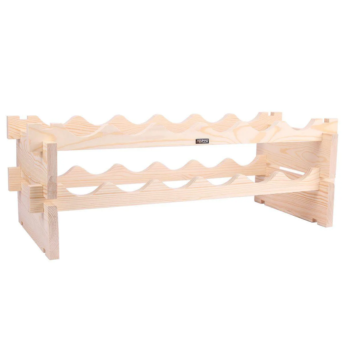 2 Tier Stackable Pine Wood 12 Bottle Wine Holder