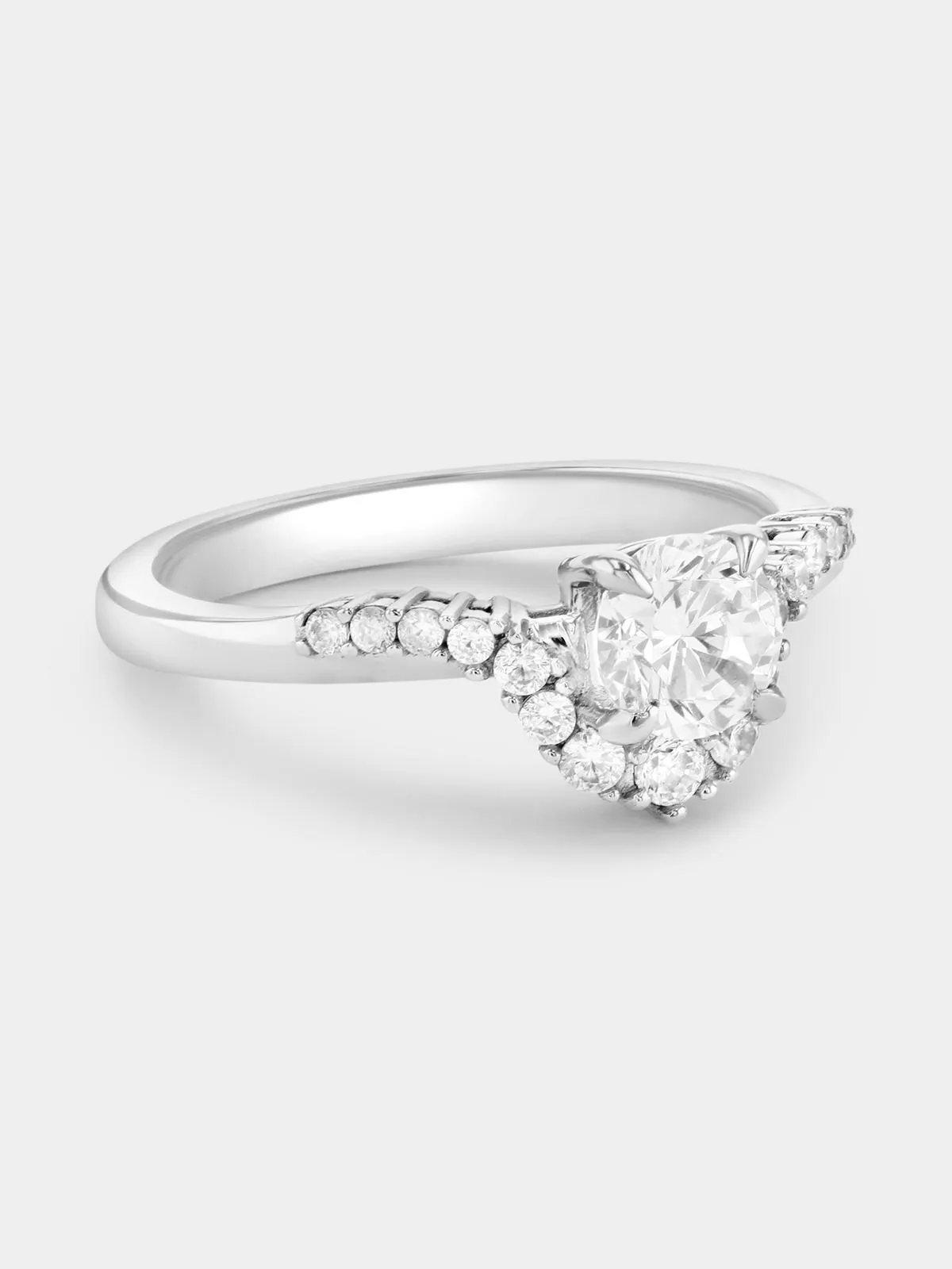 Sterling Silver Moissanite Round Semi-Halo Embrace Ring