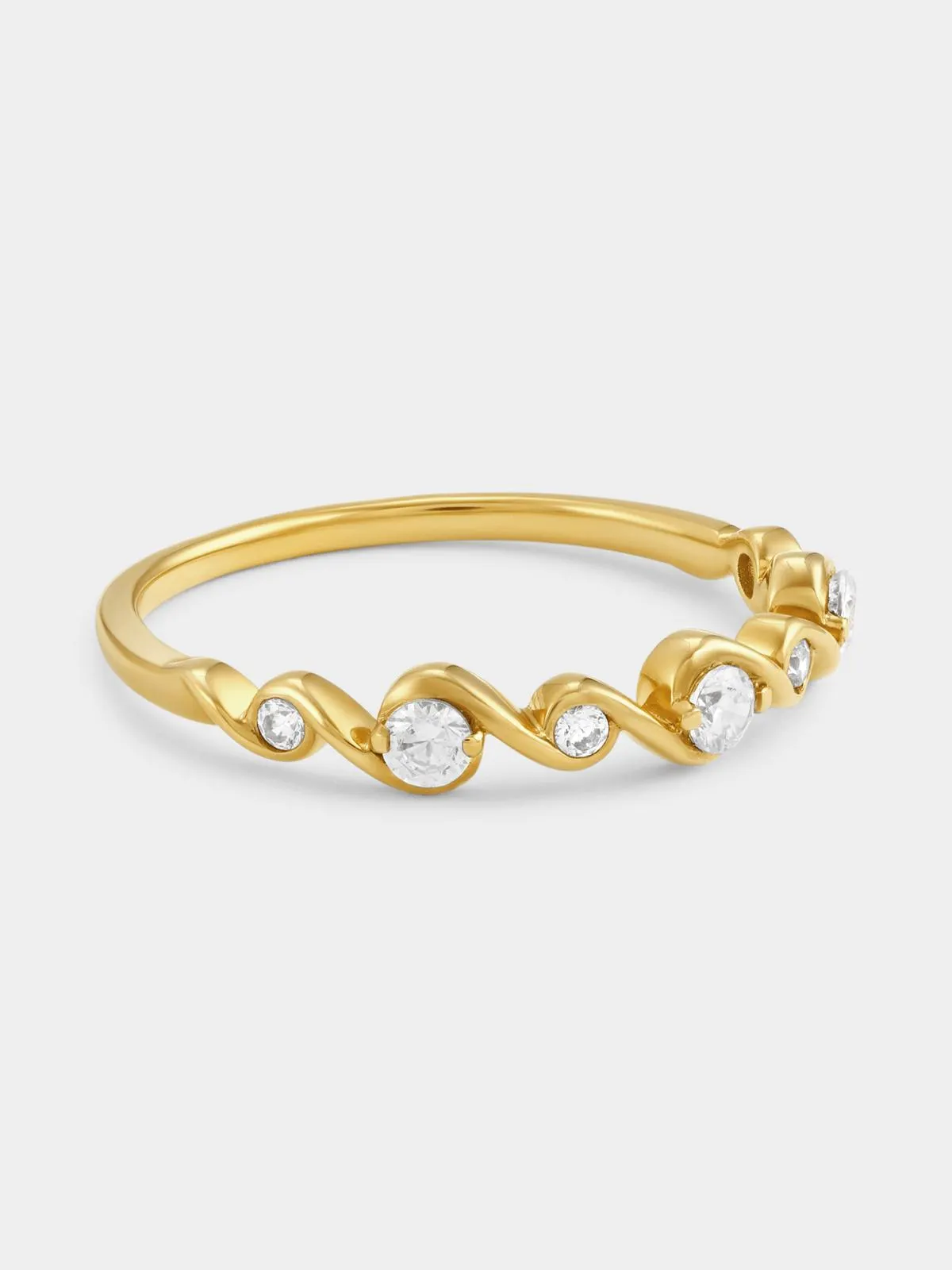 Yellow Gold 0.25ct Lab Grown Diamond Wave Anniversary Ring