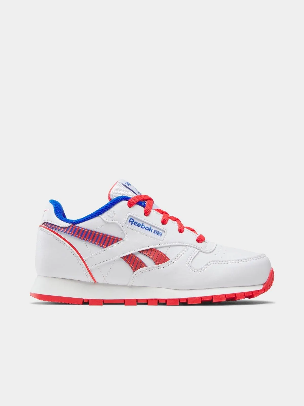 Reebok Kids Classic Leather Step N' Flash White/Blue/Red Sneaker
