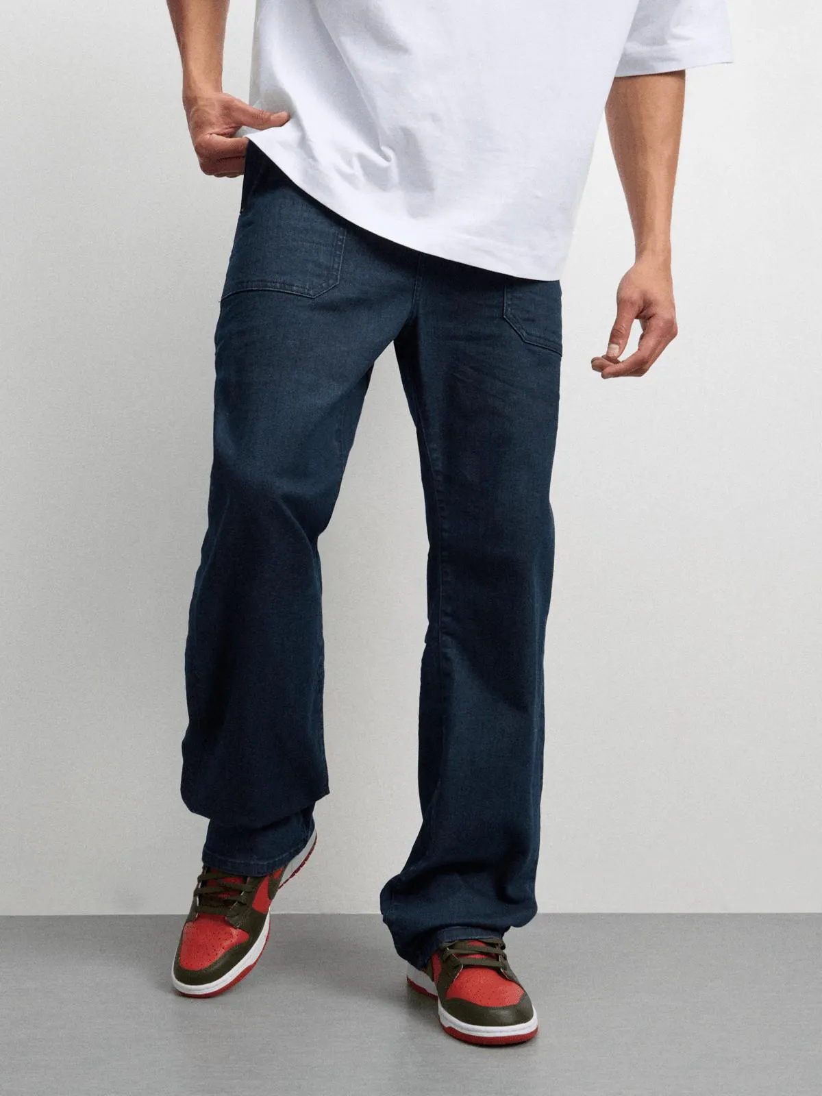 Redbat Men's Dark Blue Wide Leg Jeans