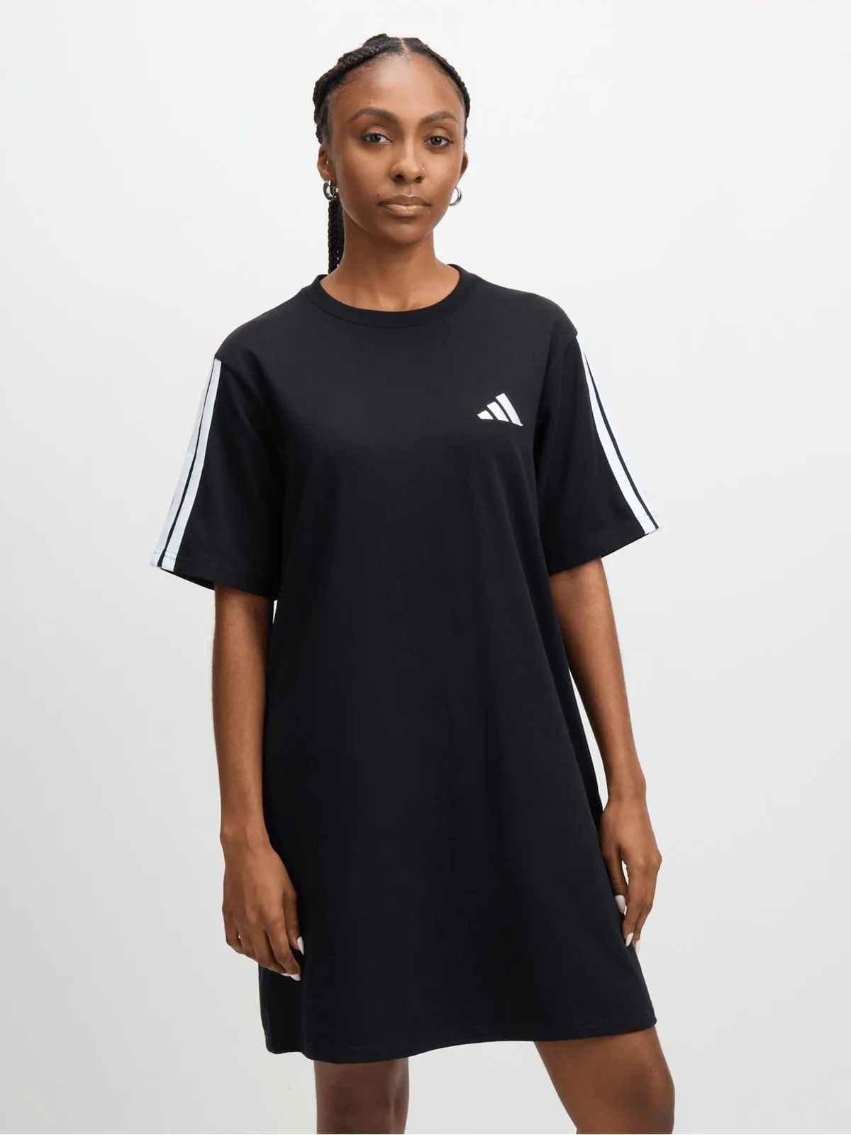 Women's adidas 3 Stripes Black/White T-Shirt Dress