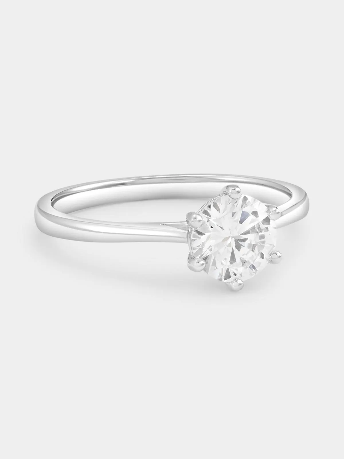 Cheté Sterling Silver Cubic Zirconia Round Solitaire Ring