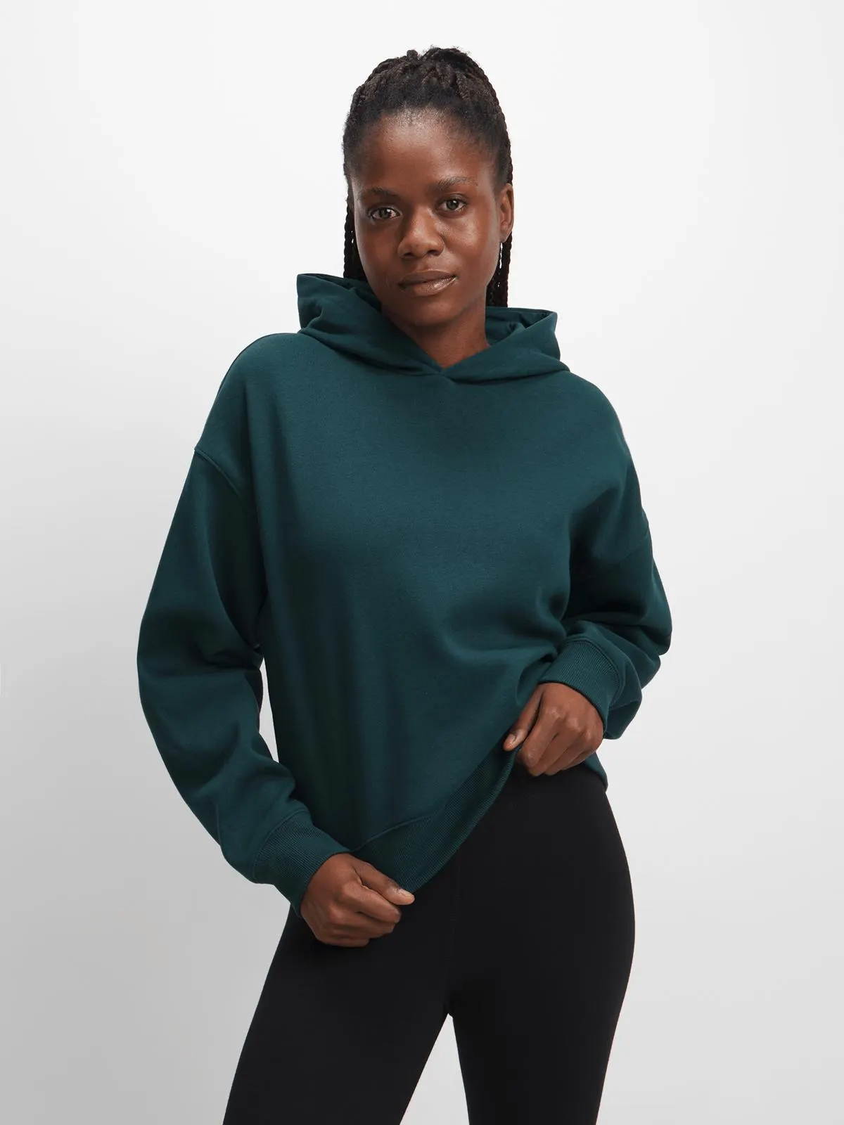 TS Womens Dynamic Fleece Pine Green Boxy Hoodie