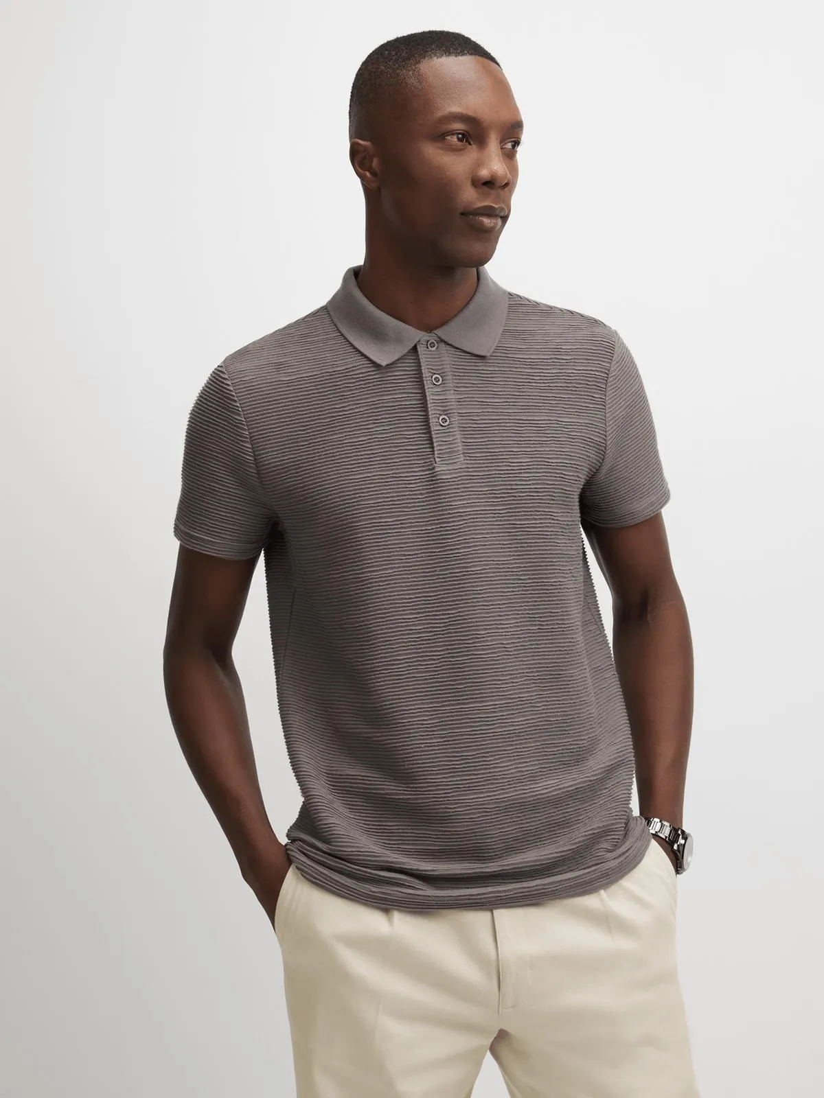Jet Men's Grey Ottoman Golf Shirt