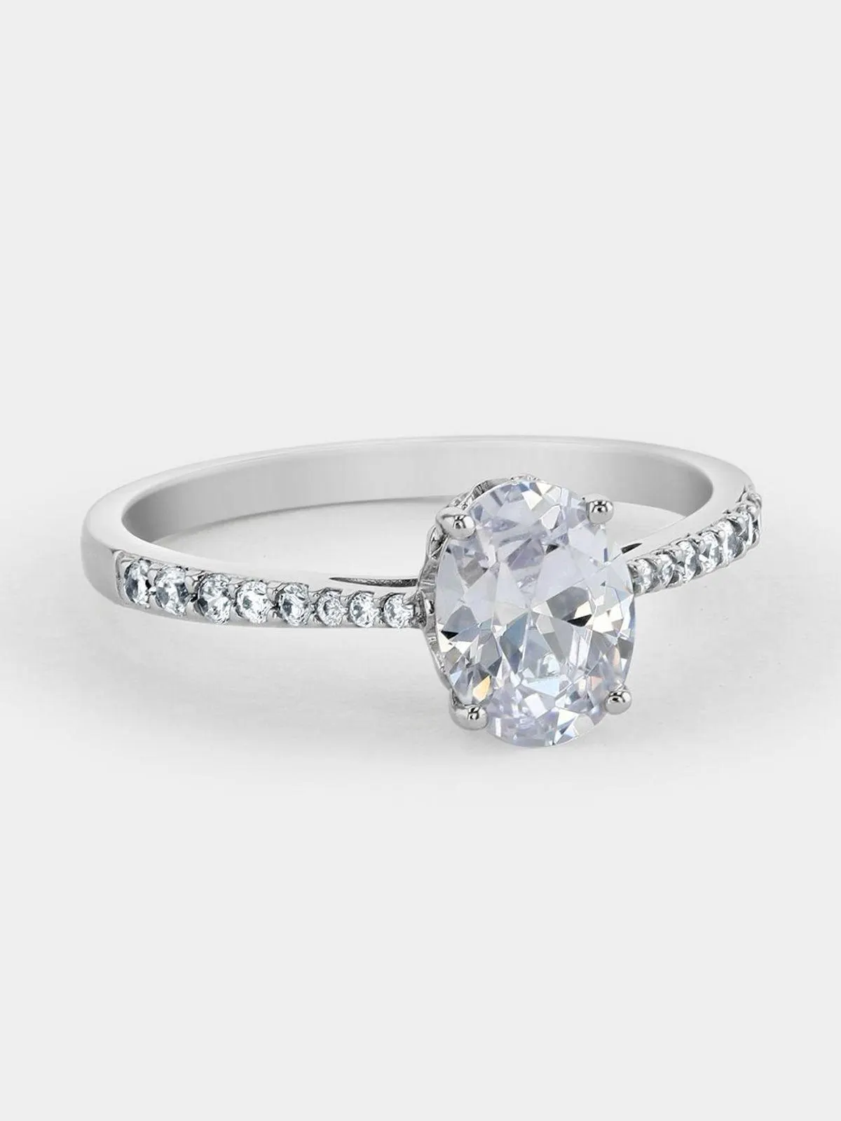 Cheté Sterling Silver Cubic Zirconia Oval Pavé Ring