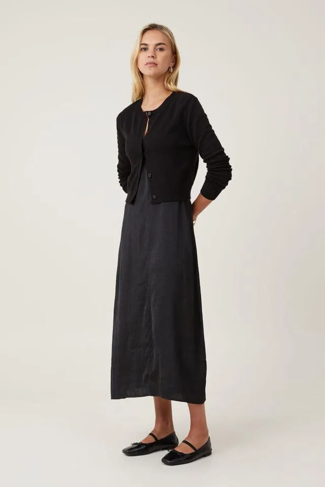 Sage Crushed Satin Slip Dress